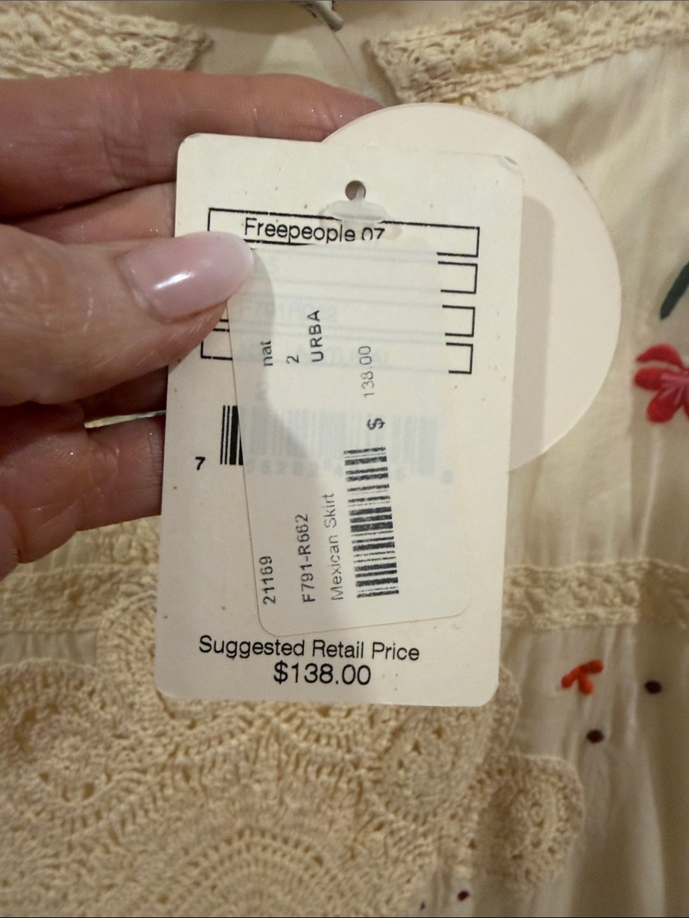 Free People Cream Embroidered A-Line Midi Skirt vintage Y2K 💘 - Picture 4 of 14